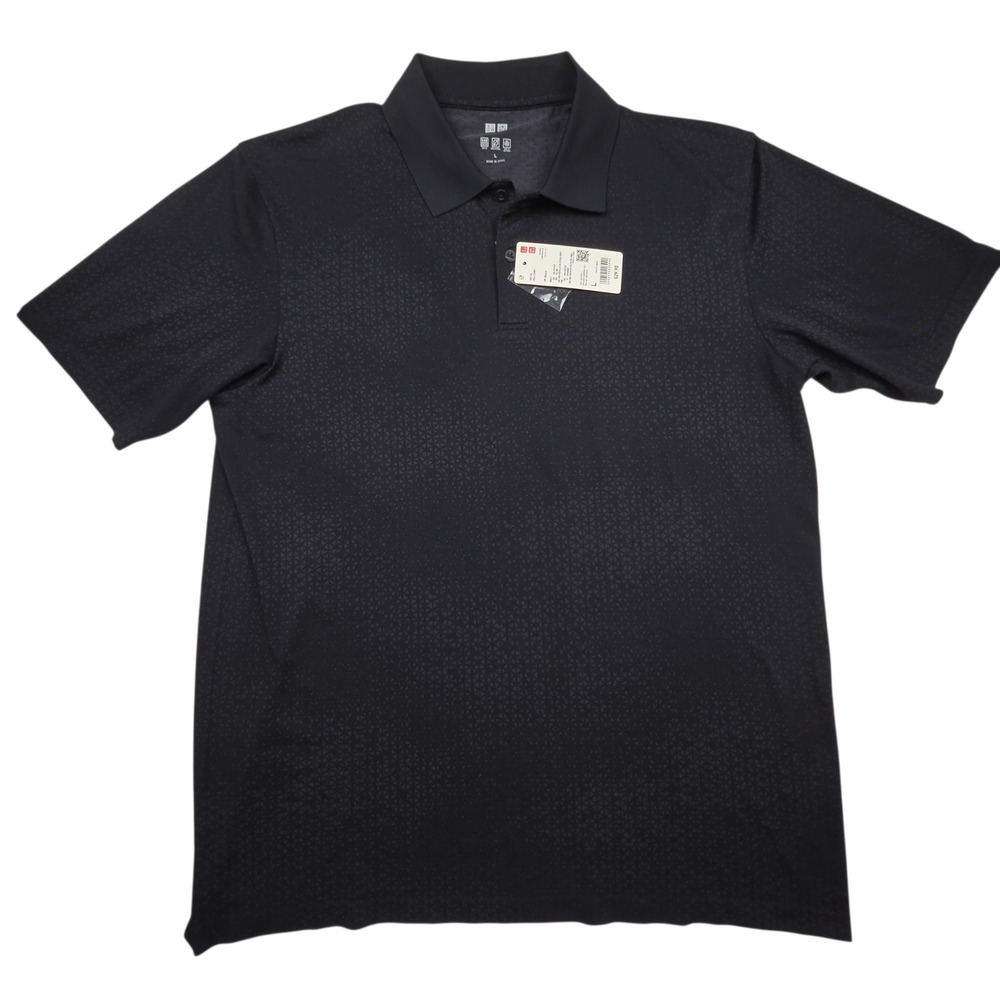 Uniqlo Dry-Ex Men's Short Sleeve Polo Shirt L Black Performance Athletic